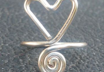 Wirewrapped Heart Swirl Ring Free US shipping