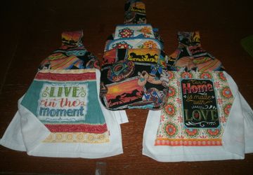 Southwest Native American Design 5 Piece Hanging Towel Set