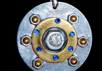 NECKLACE, Stainless STEEL, Brass, Gold, Swarovski Crystals,