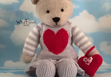 Hand knitted one of a kind teddy bear - Lovage.
