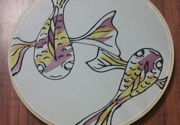 Koi Fish Painting on Silk measuring 10"