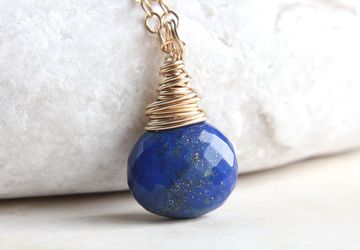 Lapis Lazuli Necklace Gold Drop Necklace  December Birthstone Jewelry