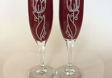 Two unique decorative flute glasses
