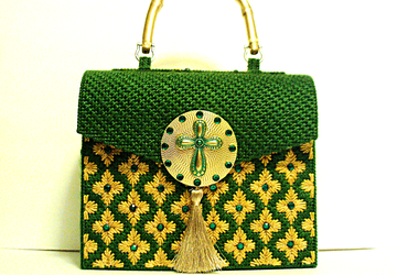Emerald Green and Gold Handbag
