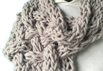 Woven gray finger knitted single wrap infinity scarf, unique, warm