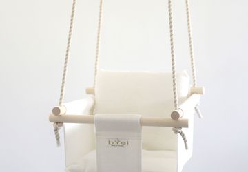 Byel Basic natural indoor baby swing chair. Linen nursery decore, baby indoor fun
