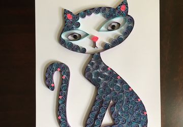 Cat lover gift, Cat art, Quilling art, Wall hanging, Quilling, Framed wall art, Cat lover, Room decor