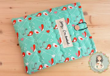 Book sleeve, e-book cover, gift for reading, bookworm gift, book buddy, vintage cover, notebook cover, hearts book cover, teal birds covers
