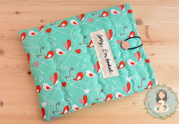 Book sleeve, e-book cover, gift for reading, bookworm gift, book buddy, vintage cover, notebook cover, hearts book cover, teal birds covers