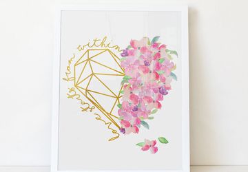 Floral heart, floral heart print