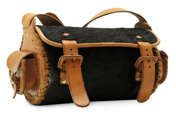 Handmade women's leather bag with fur "Mexico 0043-FM"