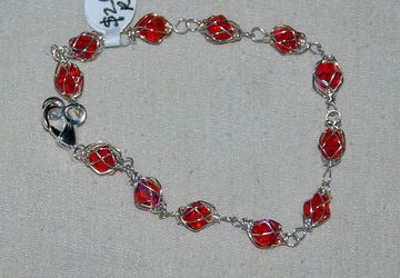 red caged crystal bracelet