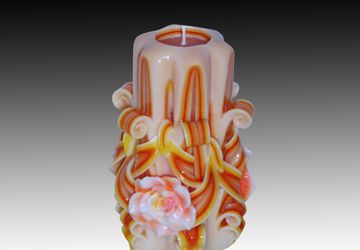 Rose candle - Anniversary gifts - Handmade gift candle - Hand Carved candles -Unusual gifts - Wedding - Orange rose candle - 5 inch/ 12cm