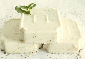 Coffee Oatmeal Vanilla Bean w/ Peppermint Garnish Soap