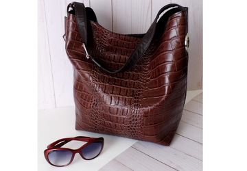 SOLD - Brown  Vegan Leather Tote Bag