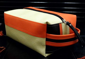 Vegan Makeup Bag, Orange Toiletry Bag, Travel Toiletry Case, Shaving Bag, Large Toiletry Bag, Boxy Makeup Bag, Travel Zipper Pouch