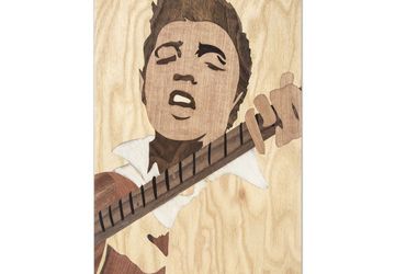 ORIGINAL Wooden Elvis Presley marquetry portrait home decor woodworking gift by Andulino