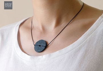 Minimalist jewelry - Concrete necklace | Simple and stylish | Circular pendant | Handmade necklace | Grey | String | Unique gifts (Women)