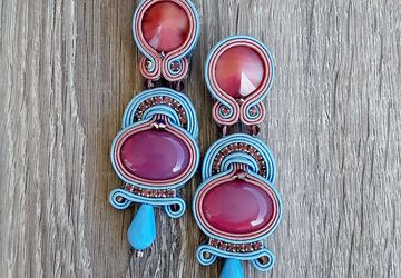 soutache mother of pearl earrings, refined jewelry, high fashion jewelry, mother-of-pearl creations, large earrings, elaborate earrings, unique jewellery