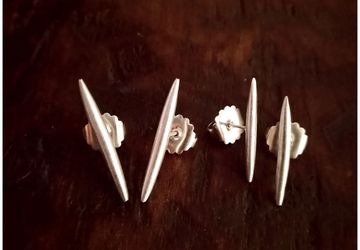 Sterling Silver Tribal Elements Rice Grain Earrings - Medium