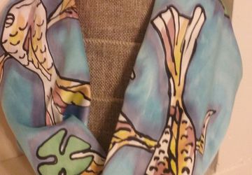 Koi Fish Silk Painted Circle Scarf