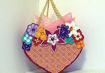 Pink and Gold Heart shaped tote bag