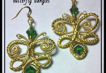 Wire wrap weave Butterfly dangle earrings