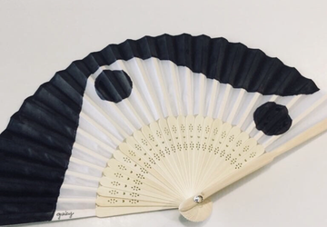 B&W Waves Hand Painted Hand Fans