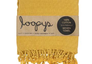 Shop Mustard Honeycomb Stonewash Turkish Towel | Loopys