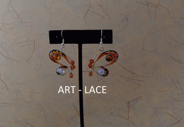 Butterfly Earrings Rhinestones Wing earrings Dangle and Drop Large Party Earring Gypsy Boho orange brown Swarovski resin wire moth earrings