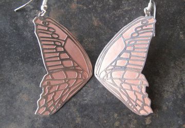 Butterfly Effect! Beautiful Copper and Silver Butterfly Wing Earrings,Metal Jewellery,Nature Jewellery