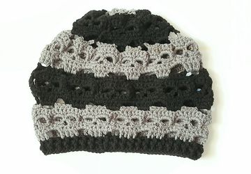 Skulls Slouch Hat - Black And Pewter Gray
