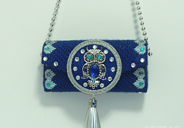 Royal Blue and Sliver jeweled Owl Clutch/evening bag