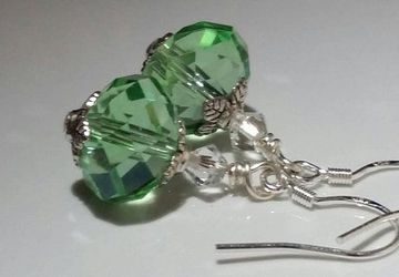 Peridot Green Glass Earrings, Green Earrings, Sterling Silver Earrings, Gifts for Her, Bridal,Handmade Dangle Earrings, Dangle Earrings