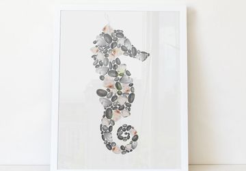 seahorse wall art, bathroom wall art.