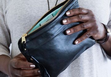 Black Leather Clutch, Soft Leather Purse, Nappa Leather Bag, Elegant Purse, Gift For Her