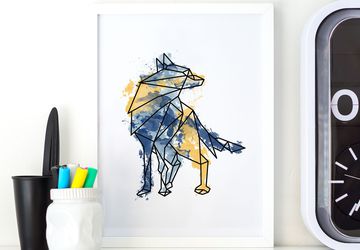 Wolf print, wolf art