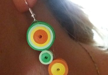 Modern earrings, paper quilling, Color circle