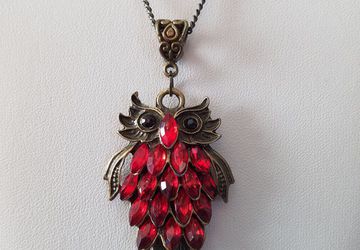Bronze Owl Necklace/Steampunk Bronze Owl Necklace/Owl Necklace/Druid Necklace/Nature Owl Necklace/Boho Owl Necklace/Ruby Owl Necklace