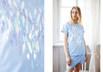 Baggy style t-shirt with fishes