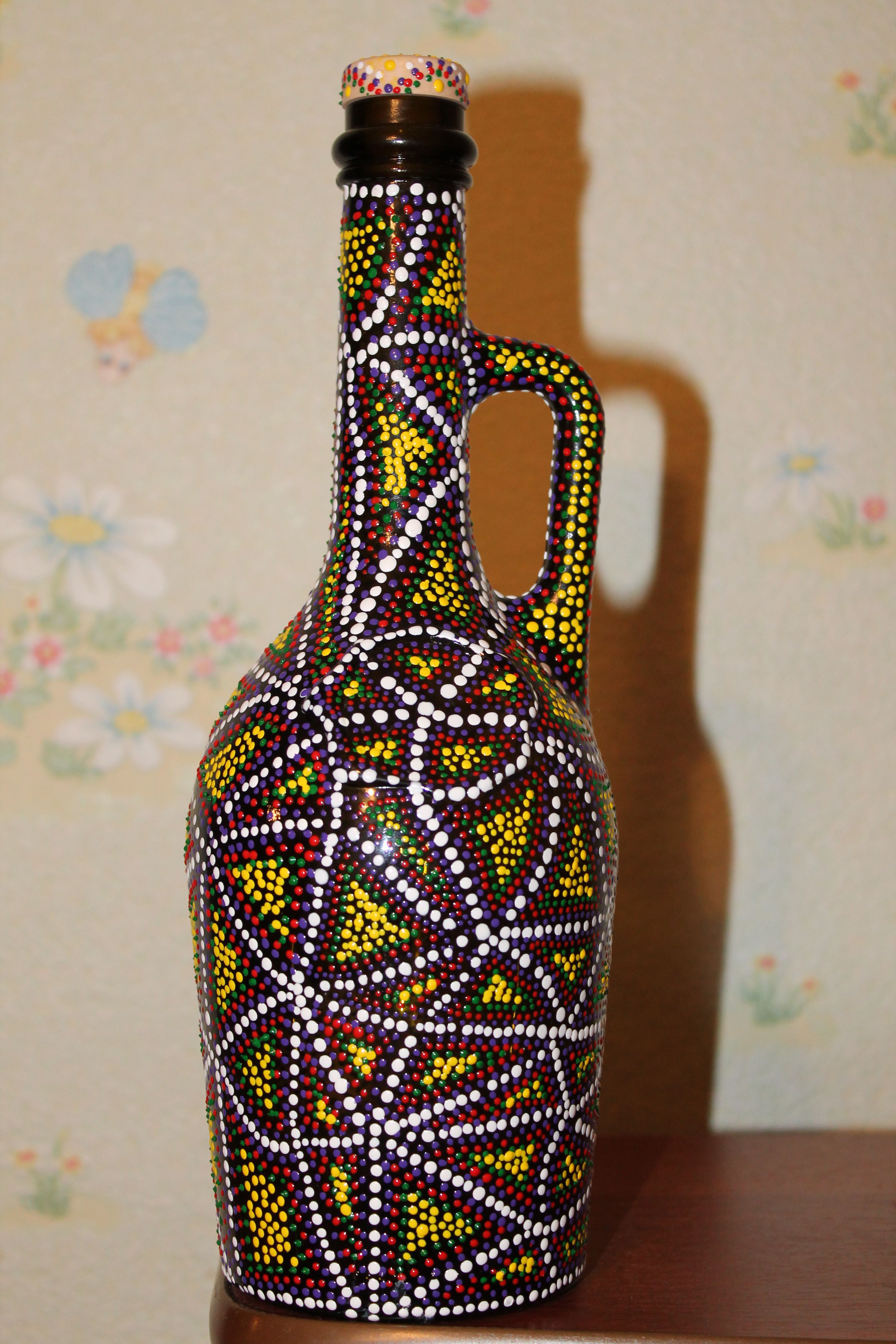 Bottle Decorated With Mosaic Spot Painting